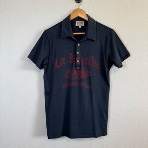 Juicy Couture Dark Navy Blue Short Sleeve Y2K Familia Car Club Polo Shirt Size S